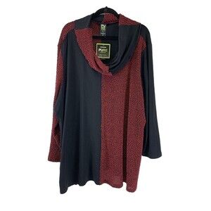 Pure Essence Urbanology Cowl Neck Sweater Black Red Tunic Women Plus 3X New Tags